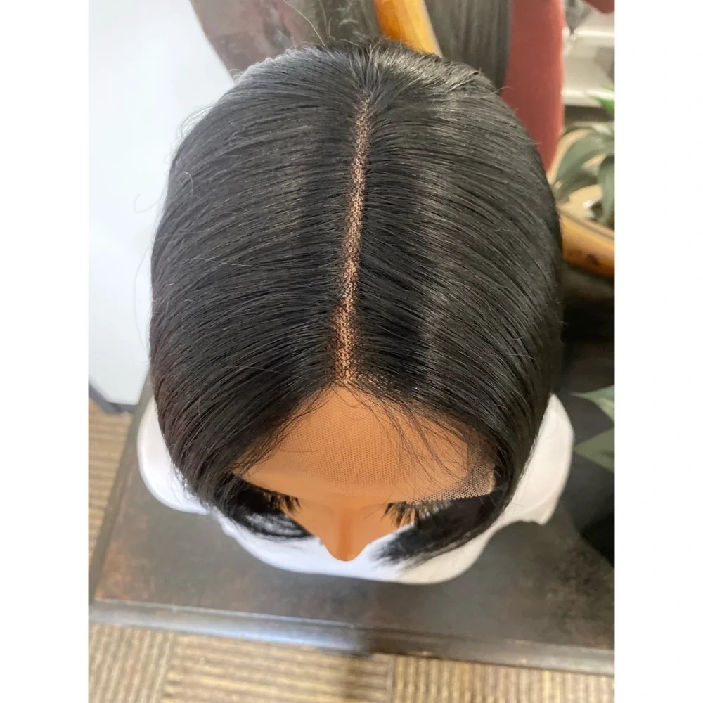 💕 SINGLE LADIES💕 LYNSEY | BLACK BLUNT CUT DEEP 4” T PART LACE FRONT WIG BOB - Picture 5 of 6